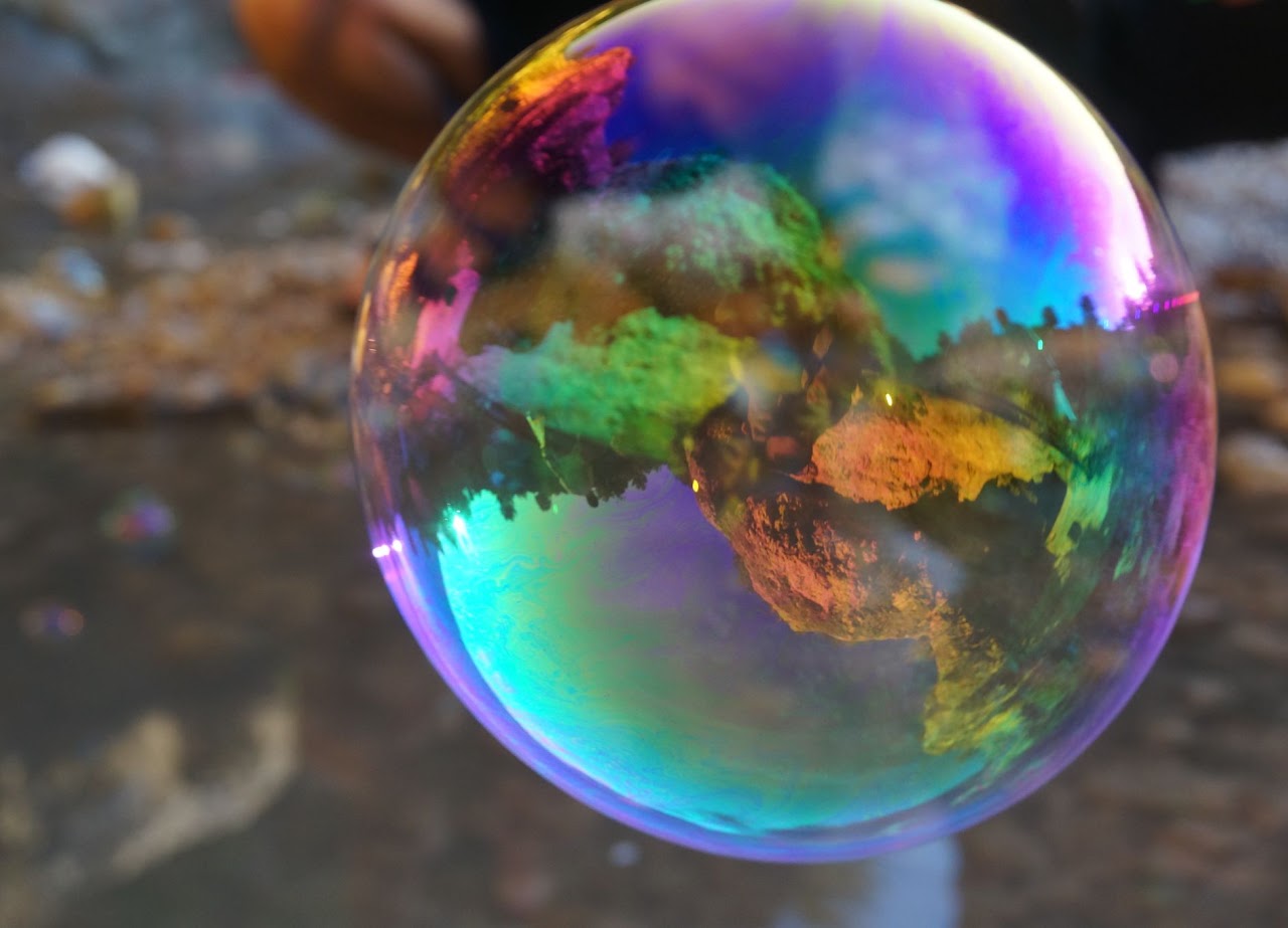 Iridescent soap bubble